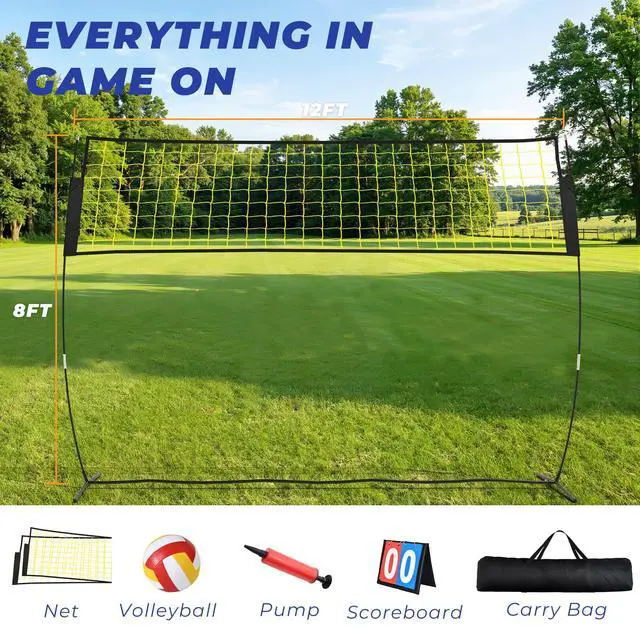Alt view image 2 of 6 - Volleyball Net Set 12FT / 20FT, Portable Volleyball Net with Adjustable Height, Backyard Practice and Group Play