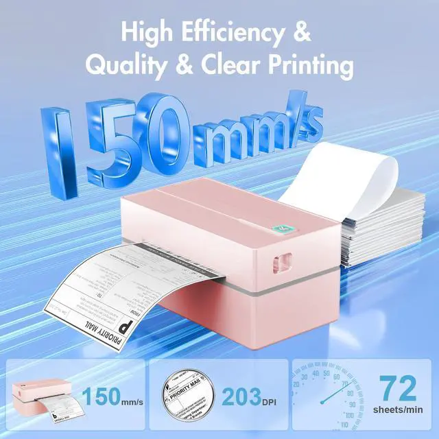 Alt view image 4 of 7 - Thermal Shipping Label Printer 4x6 Bluetooth Label Maker for Small Business | Wireless Mailing Shipping Printer for USPS UPS Amazon Shopify Etsy - Compatible with iPhone Android Windows & Mac (Pink)