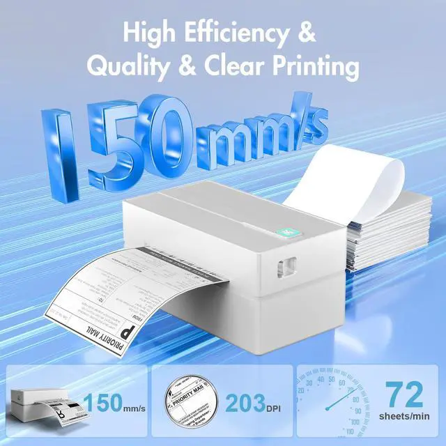 Alt view image 2 of 7 - Thermal Shipping Label Printer 4x6 Bluetooth Label Maker for Small Business | Wireless Mailing Shipping Printer for USPS UPS Amazon Shopify Etsy - Compatible with iPhone Android Windows & Mac (White)