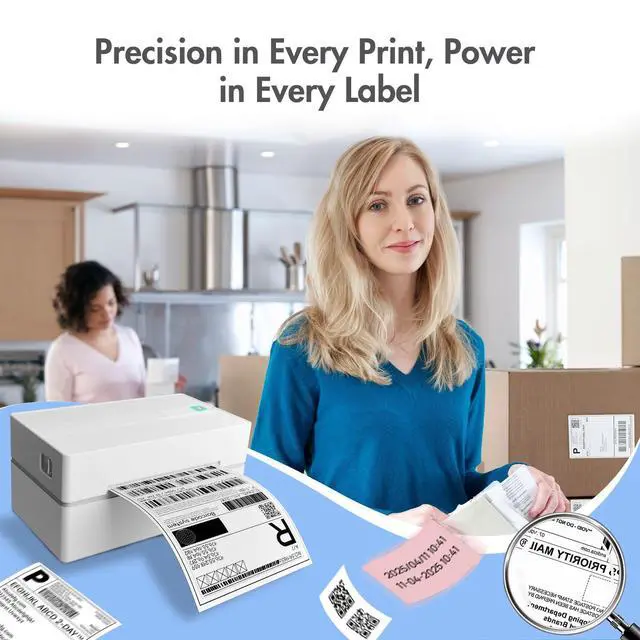 Alt view image 7 of 7 - Thermal Shipping Label Printer 4x6 Bluetooth Label Maker for Small Business | Wireless Mailing Shipping Printer for USPS UPS Amazon Shopify Etsy - Compatible with iPhone Android Windows & Mac (White)