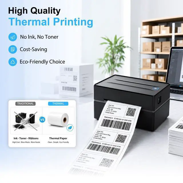 Alt view image 2 of 7 - Thermal Shipping Label Printer 4x6 Bluetooth Label Maker for Small Business | Wireless Mailing Shipping Printer for USPS UPS Amazon Shopify Etsy - Compatible with iPhone Android Windows & Mac (Black)