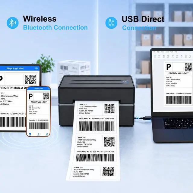 Alt view image 5 of 7 - Thermal Shipping Label Printer 4x6 Bluetooth Label Maker for Small Business | Wireless Mailing Shipping Printer for USPS UPS Amazon Shopify Etsy - Compatible with iPhone Android Windows & Mac (Black)