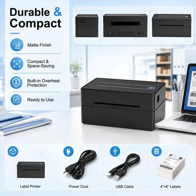 Alt view image 7 of 7 - Thermal Shipping Label Printer 4x6 Bluetooth Label Maker for Small Business | Wireless Mailing Shipping Printer for USPS UPS Amazon Shopify Etsy - Compatible with iPhone Android Windows & Mac (Black)