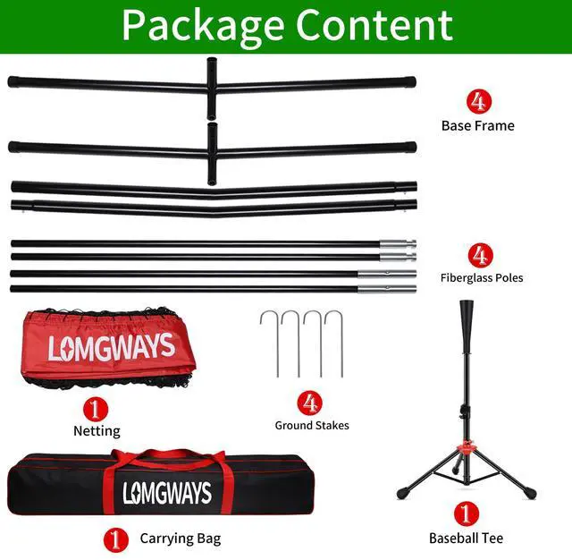 Alt view image 2 of 7 - 7x7ft/8x8ft Baseball Softball Net with Steel Frame for Batting, Hitting, Pitching, Portable Baseball Batting Net with Carry Bag, Great for All Levels
