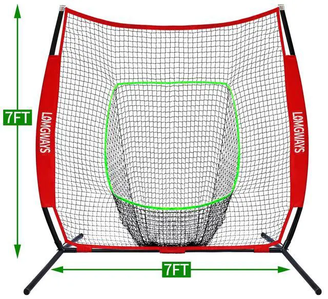 Alt view image 4 of 7 - 7x7ft/8x8ft Baseball Softball Net with Steel Frame for Batting, Hitting, Pitching, Portable Baseball Batting Net with Carry Bag, Great for All Levels