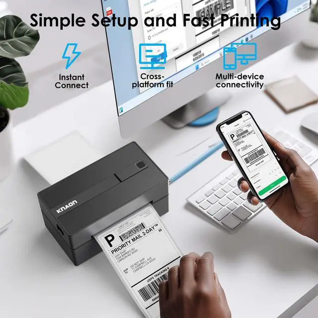 Alt view image 6 of 7 - Bluetooth Thermal Shipping Label Printer, 4x6 Portable Thermal Address Label Printer for Small Business, Compatible with iPhone,Android,Windows,Mac,Works with Etsy Shopify USPS&More, Black