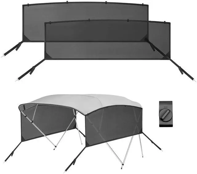 Main image of Detachable Clip in Bimini Top Mesh Sidewalls, Boat Sun Shade Universal Fit for 4 Bow Bimini Tops, with Straps Clips (Bimini Tops Not Included)