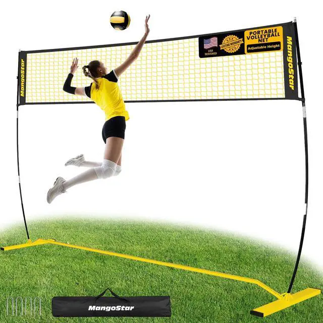 Main image of Volleyball Net, 12ft/20ft Portable Volleyball Net for Backyard Beach, Adjustable Height, Freestanding Volleyball Net with Carry Bag for Indoor&Outdoor, Professional Net for Hitting&Serving