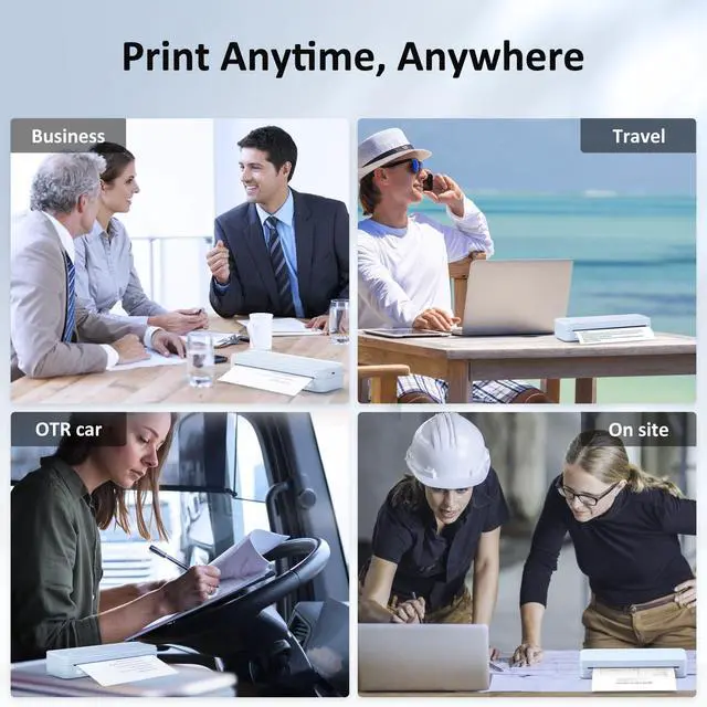 Alt view image 6 of 7 - Inkless Portable Printer for Travel, Wireless Thermal Printer Supports 8.5" x 11" US Letter Size, Bluetooth Machine Includes Carry Case and 3 Rolls of Thermal Paper Kit, Blue