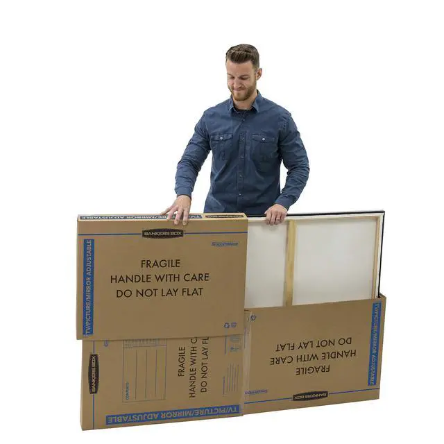 Alt view image 4 of 7 - 3-Pack Adjustable TV/Picture/Mirror Moving Boxes | Protect TVs, mirrors, and framed art with rigid moving boxes sized for flat, fragile items