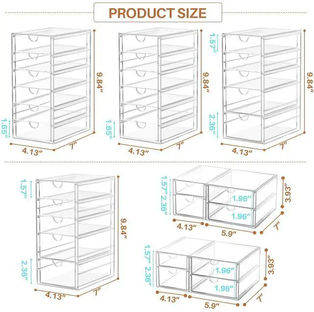 Alt view image 3 of 6 - 30-Drawer Acrylic Storage & Makeup Organizer for Desk, Bath | Smooth-glide drawers, clear acrylic, stackable, dustproof, wipe-clean, for perler beads, rhinestones, googly eyes, lego bits
