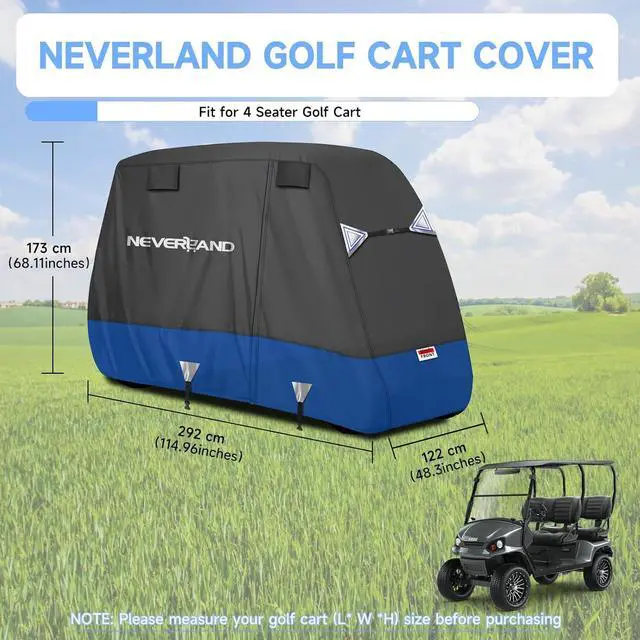 Alt view image 5 of 7 - Golf Cart Cover 4 Passenger 600D Heavy Duty Outdoor Waterproof | Side Zipper Door, Air Vents, Triangular Straps All Weather Protection for EZGO Yamaha Club Car 4 Seat (Up to 115 Inch)