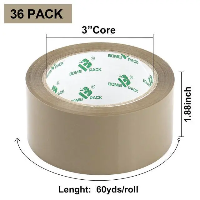 Alt view image 2 of 7 - 36Rolls Brown Packing Tape with Dispenser, Brown Tape Refill Rolls for Packaging, Shipping and Moving, 2.6Mil 1.88 Inch x 60 Yard