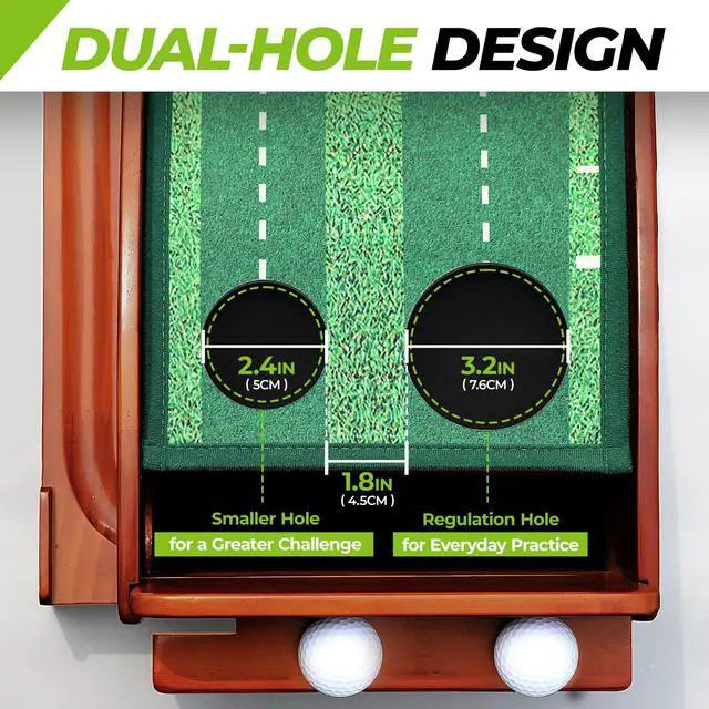 Alt view image 2 of 7 - Putting Green, 9.8ft Golf Putting Mat with Automatic Ball Return Track & Putting Mirror, Indoor Putting Greens for Home with Thickened Wrinkle-Free Crystal Velvet, Golf Accessories for Men