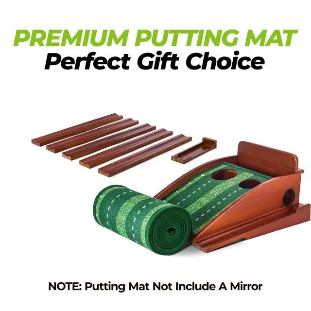 Alt view image 7 of 7 - Putting Green, 9.8ft Golf Putting Mat with Automatic Ball Return Track & Putting Mirror, Indoor Putting Greens for Home with Thickened Wrinkle-Free Crystal Velvet, Golf Accessories for Men