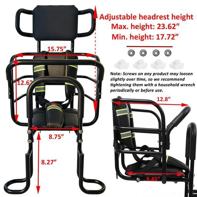 Alt view image 7 of 7 - Rear Kids Bike Seat, Heavy Duty Back Mount Kid's Bike Seat for Aged 12 Month - 8 Years Old, Child Carrier Bike Chair for Bicycle Kids Seat, Foam Seat Belt with Reflective Strip