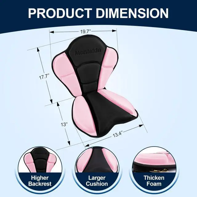 Alt view image 7 of 7 - Thickened Kayak Seat with Back Support, Sit On Top Cushioned Canoe Backrest Molded Foam Seat for SUP Paddle Board Fishing Boat Long Trip