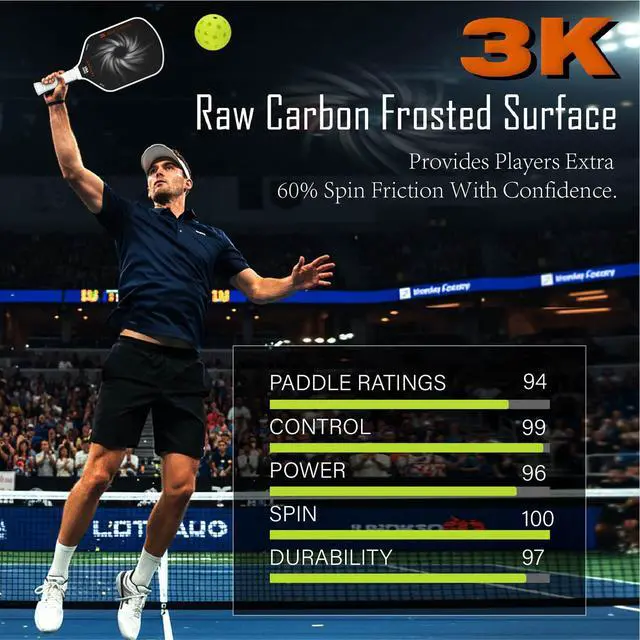 Alt view image 4 of 7 - Carbon Fiber Pickleball Paddles USAPA Approved Raw Carbon Frosted