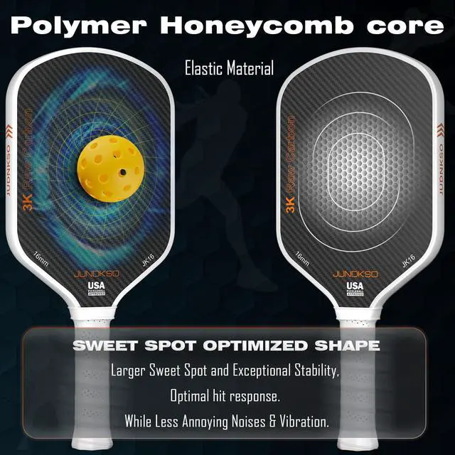 Alt view image 6 of 7 - Carbon Fiber Pickleball Paddles USAPA Approved Raw Carbon Frosted