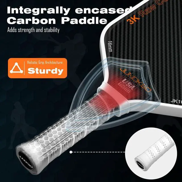Alt view image 7 of 7 - Carbon Fiber Pickleball Paddles USAPA Approved Raw Carbon Frosted