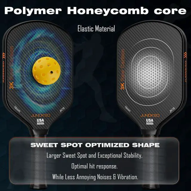 Alt view image 6 of 7 - Carbon Fiber Pickleball Paddles USAPA Approved Raw Carbon Frosted