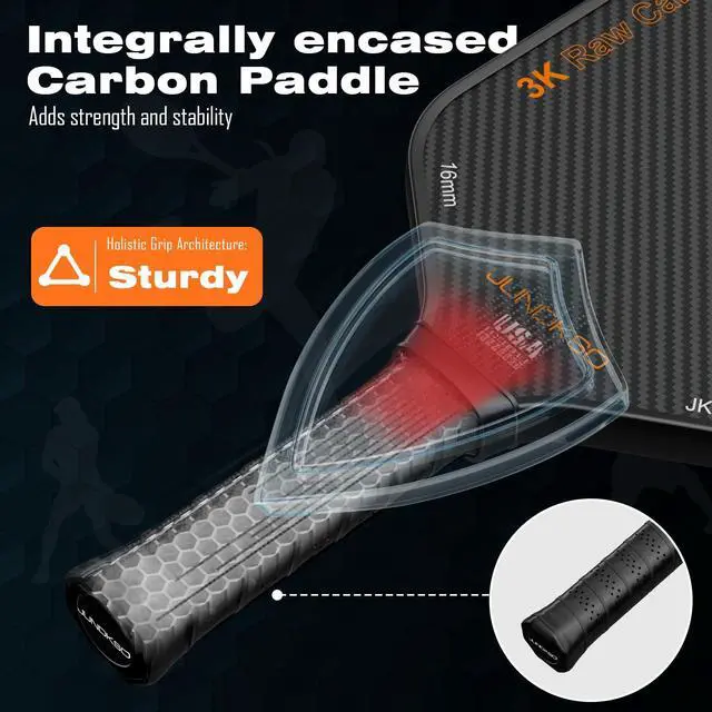 Alt view image 7 of 7 - Carbon Fiber Pickleball Paddles USAPA Approved Raw Carbon Frosted