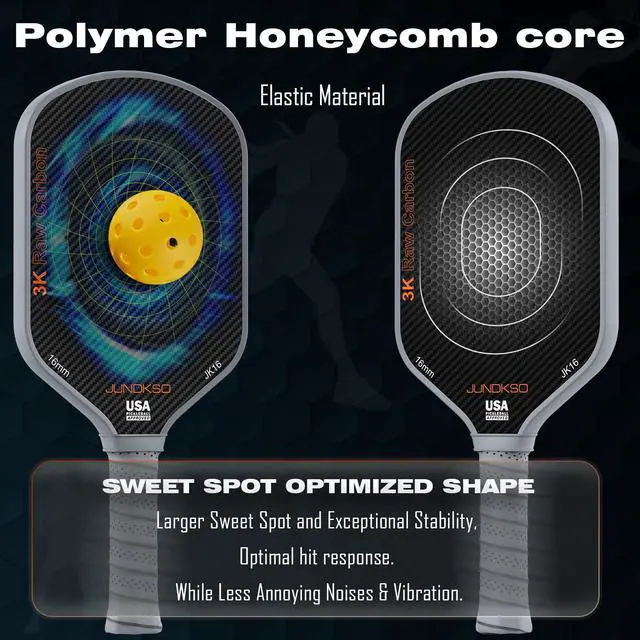 Alt view image 6 of 7 - Carbon Fiber Pickleball Paddles USAPA Approved Raw Carbon Frosted