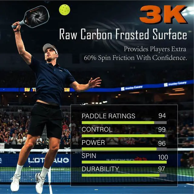 Alt view image 5 of 7 - Carbon Fiber Pickleball Paddles USAPA Approved Raw Carbon Frosted