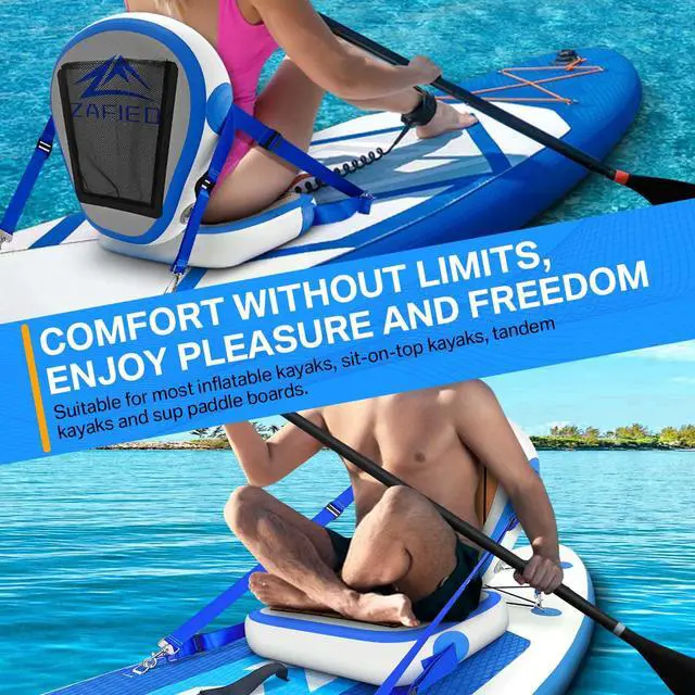 Alt view image 6 of 7 - Inflatable Kayak Seat with Back Support, Universal Sturdy Paddle Board Seats for Sit on Top, Adjustable Blow Up Seat with Inflate Nozzle for Kayaking Canoeing Rafting