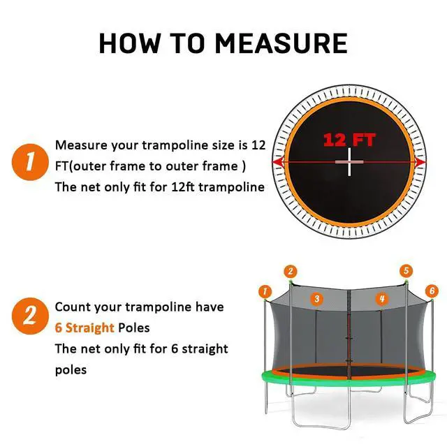 Alt view image 2 of 7 - Trampoline Net Replacement with 6 PoleCaps, 12-15 ft Round Safety Trampoline Net, UV-Resistant, Weather-Resistant, Breathable, Durable (Not Include Poles)