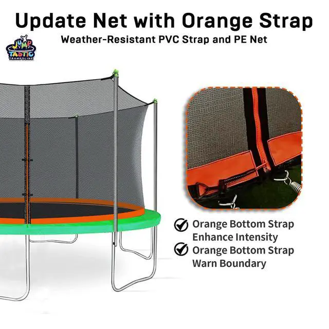Alt view image 4 of 7 - Trampoline Net Replacement with 6 PoleCaps, 12-15 ft Round Safety Trampoline Net, UV-Resistant, Weather-Resistant, Breathable, Durable (Not Include Poles)