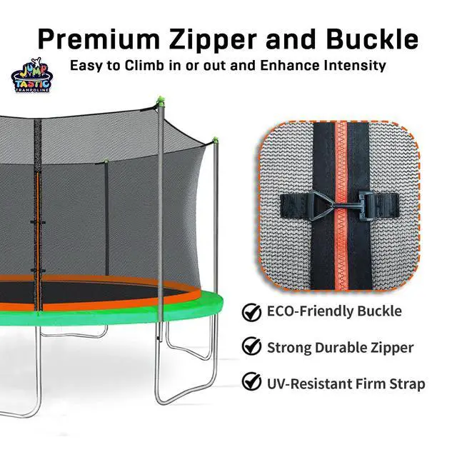 Alt view image 6 of 7 - Trampoline Net Replacement with 6 PoleCaps, 12-15 ft Round Safety Trampoline Net, UV-Resistant, Weather-Resistant, Breathable, Durable (Not Include Poles)