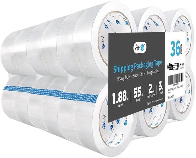 Main image of 36 Rolls Clear Packing Tape, 1.88" x 55yds, Heavy Duty | 2.2 mil Thick, Carton Sealing, Strong Adhesive Tape for Shipping Moving Boxes, Home and Office Use