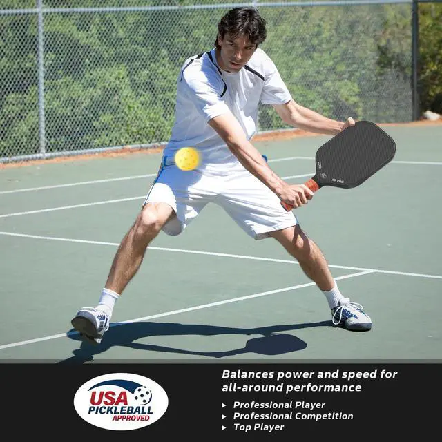Alt view image 5 of 6 - Pickleball Paddle, USA Pickleball Approved, 3K Raw Carbon Fiber Surface (CFS) High Grit & Spin, with 16MM Polypropylene Honeycomb Core, Ideal for Novice and Professional Players