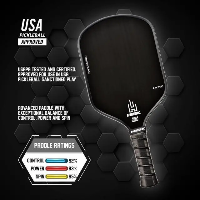 Alt view image 4 of 7 - RAV PRO Pickleball Paddle - Ultimate HIGH END 16mm Japanese Toray T700 Raw Carbon Fiber CFS w/Excellent GRIT Roughness Texture, Aero Dynamic Curve, USAPA Approved, Non Slip Grip