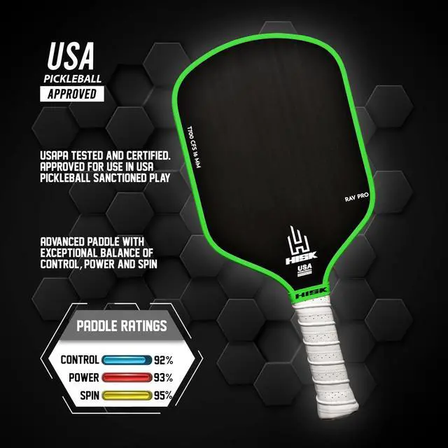 Alt view image 4 of 7 - RAV PRO Pickleball Paddle - Ultimate HIGH END 16mm Japanese Toray T700 Raw Carbon Fiber CFS w/Excellent GRIT Roughness Texture, Aero Dynamic Curve, USAPA Approved, Non Slip Grip