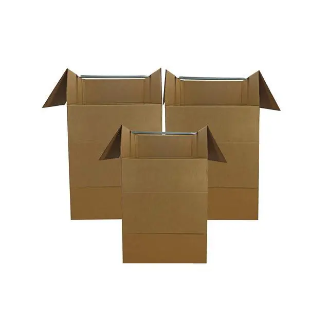 Alt view image 4 of 7 - Wardrobe Clothing Moving Boxes with Bar - 24" x 24" x 40", 3-Pack, Brown