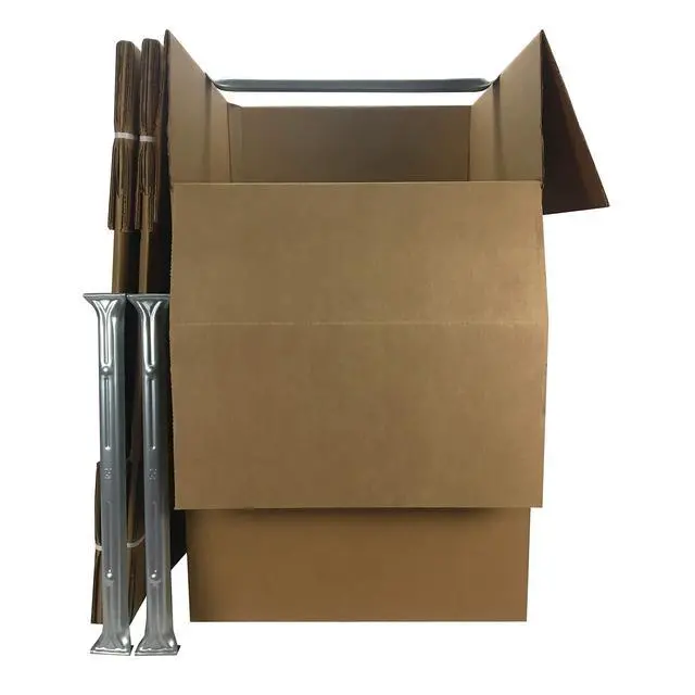 Alt view image 5 of 7 - Wardrobe Clothing Moving Boxes with Bar - 24" x 24" x 40", 3-Pack, Brown