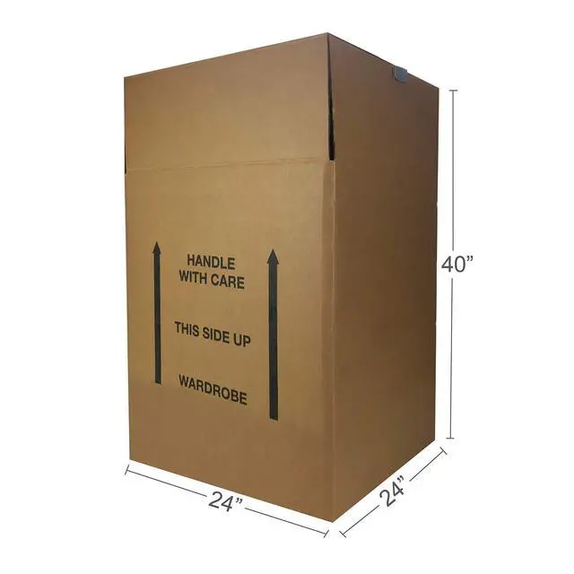 Alt view image 6 of 7 - Wardrobe Clothing Moving Boxes with Bar - 24" x 24" x 40", 3-Pack, Brown