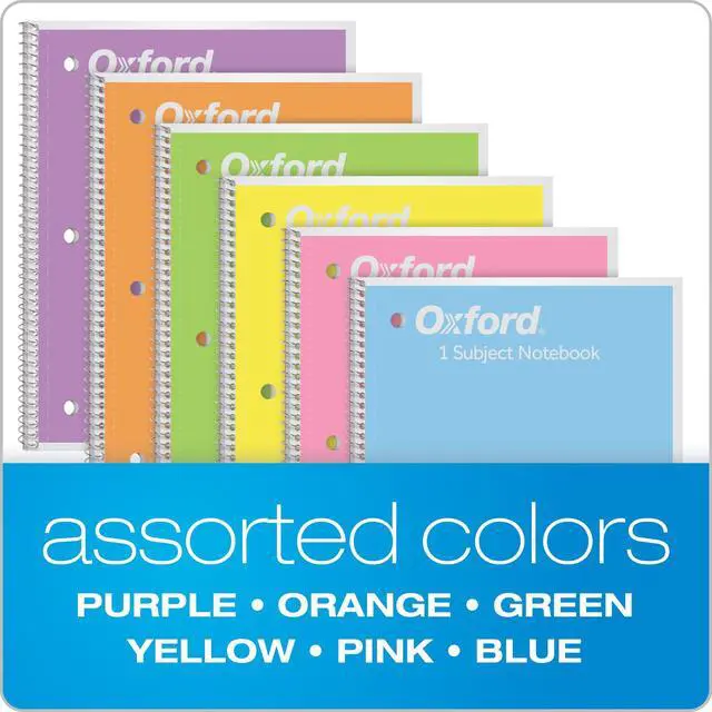 Alt view image 7 of 7 - Spiral Notebooks, 6 Pack, 1 Subject, Wide Ruled Notebooks for School, 8 x 10.5 Inches, 70 Sheets, Assorted Pastel Colors, Back to School Supplies (63757) (Pack of 8)