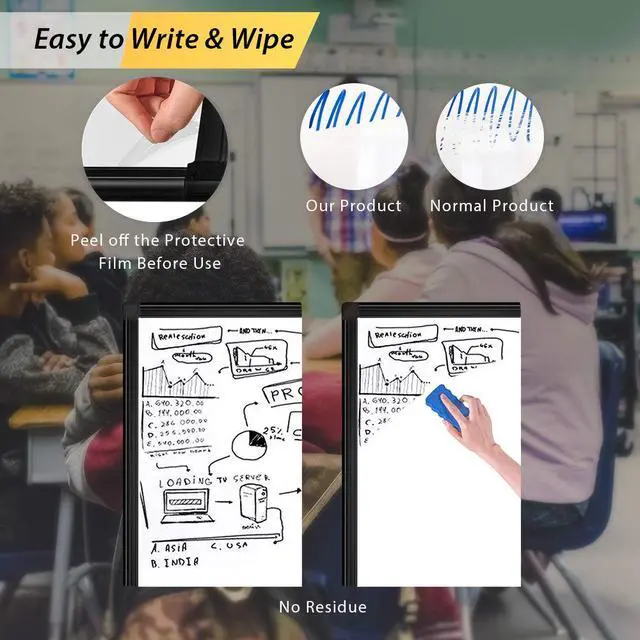 Alt view image 3 of 7 - Easel Whiteboard 40 x 28, Stand Tripod with Height Adjustable, Black | Magnetic Dry Erase Surface, Flipchart Stand, Portable Tripod Easel For Office, Teaching, Home And Classroom