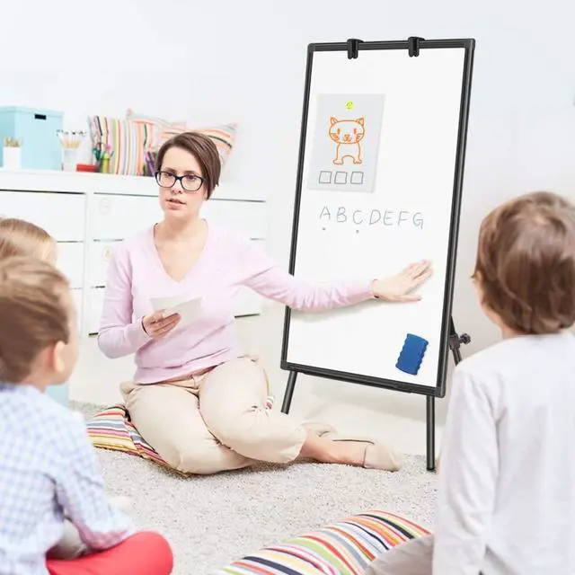 Alt view image 7 of 7 - Easel Whiteboard 40 x 28, Stand Tripod with Height Adjustable, Black | Magnetic Dry Erase Surface, Flipchart Stand, Portable Tripod Easel For Office, Teaching, Home And Classroom