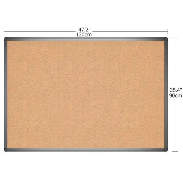 Alt view image 2 of 7 - Cork Notice Board, 48 X 36 Inches, Cork Bulletin Board with Black Aluminium Frame