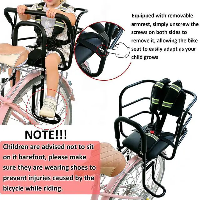 Alt view image 3 of 7 - Rear Kids Bike Seat, Heavy Duty Back Mount Kid's Bike Seat for Aged 12 Month - 8 Years Old, Child Carrier Bike Chair for Bicycle Kids Seat, Foam Seat Belt with Reflective Strip