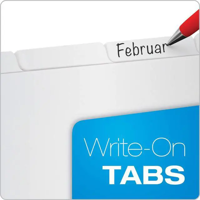 Alt view image 2 of 6 - Blank Write On Binder, 1/5 Cut Tabs, 3 Hole Punch Dividers in 5 Tab Sets, 100-Dividers, 20 Sets, White (89981) (Pack of 5)