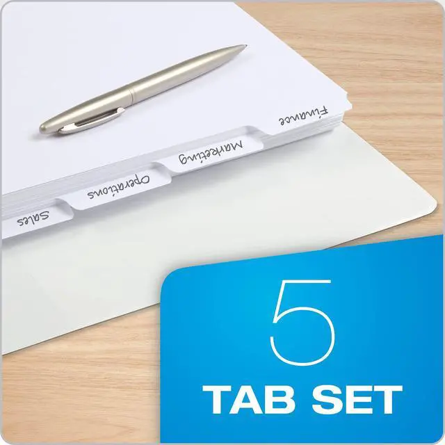 Alt view image 6 of 6 - Blank Write On Binder, 1/5 Cut Tabs, 3 Hole Punch Dividers in 5 Tab Sets, 100-Dividers, 20 Sets, White (89981) (Pack of 5)