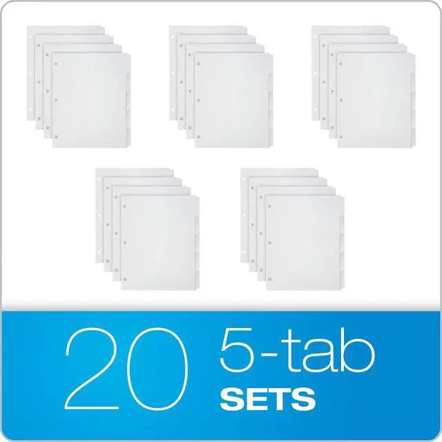 Alt view image 3 of 6 - Blank Write On Binder, 1/5 Cut Tabs, 3 Hole Punch Dividers in 5 Tab Sets, 100-Dividers, 20 Sets, White (89981) (Pack of 5)