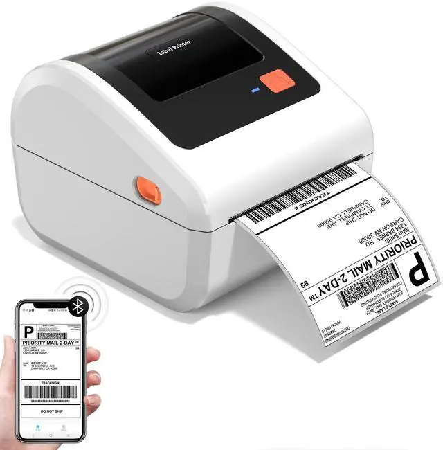 Main image of Bluetooth Thermal Shipping Label Printer with Built-in Label Holder | D450BT Bluetooth Thermal Label Printer 4x6 for Small Business, Compatible with iPhone, Android, Windows, macOS, Tiktok, USPS
