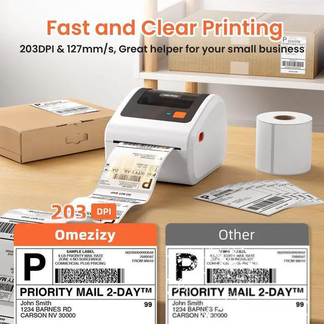 Alt view image 7 of 7 - Bluetooth Thermal Shipping Label Printer with Built-in Label Holder | D450BT Bluetooth Thermal Label Printer 4x6 for Small Business, Compatible with iPhone, Android, Windows, macOS, Tiktok, USPS