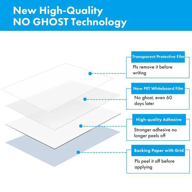 Alt view image 6 of 7 - Whiteboard Sticker for Wall, 48" x 79" Dry Erase Board, Large Peel and Stick Wallpaper, Contact Paper Adhesive with 1 Marker